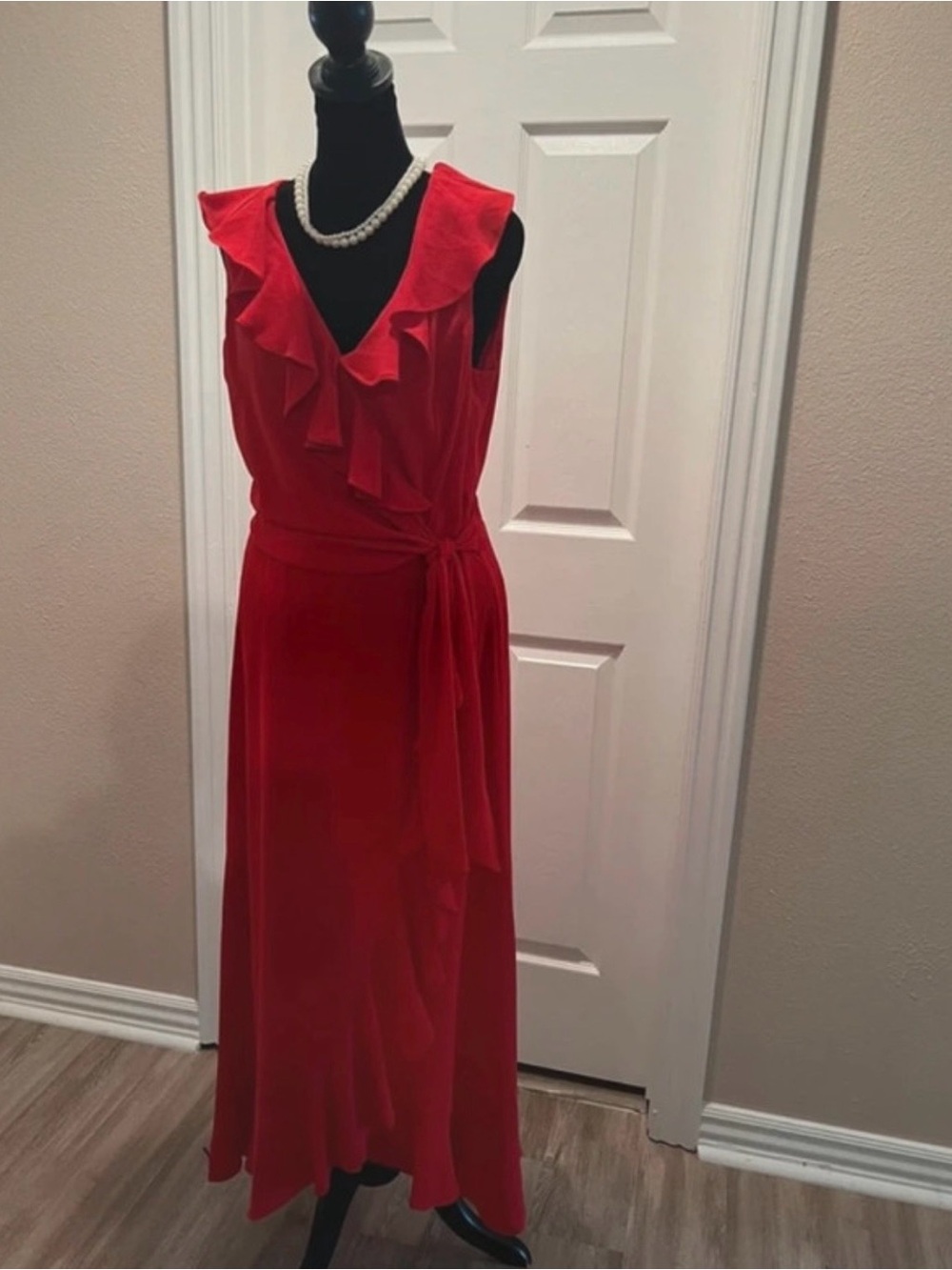 London Times Red Ruffle Maxi Dress - Picture 5 of 5